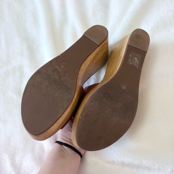 Tory Burch Brown Leather Patty Platform Wedge Sandals Size 7.5 - Picture 8 of 9